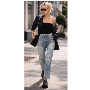 LEVIS X ANDY WARHOL Collab Factory Paint-Splatter Cropped Straight Jeans Sz 27